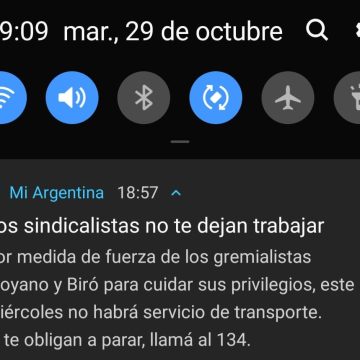 Gobierno utiliza la app Mi Argentina para criticar el paro de transporte