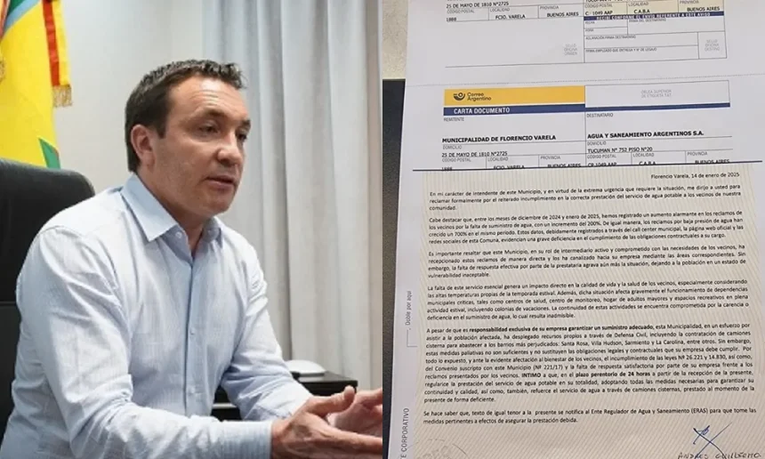 Florencio Varela | Watson exige a AySA la normalización urgente del servicio de agua