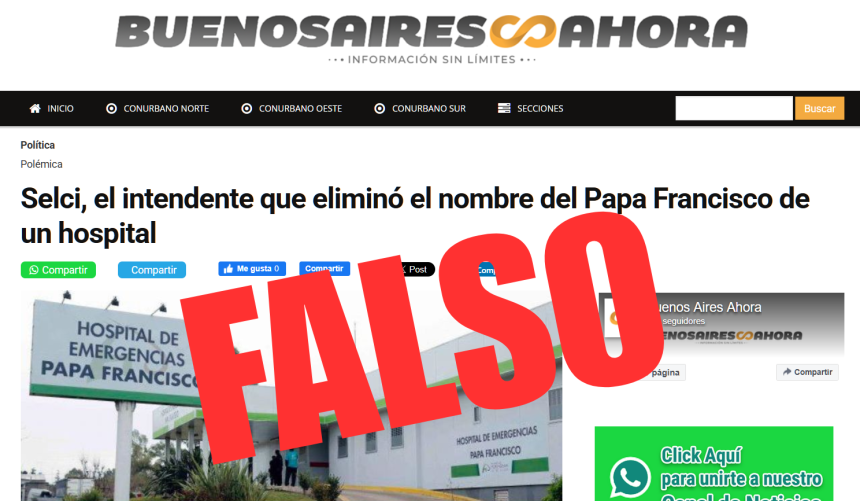 Hurlingham | Investigarán falsas noticias vinculadas a la figura del Papa Francisco: «No vamos a permitir que alteren la tranquilidad de nuestra comunidad»
